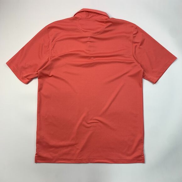 Greg Norman ML75 Polo Shirt Men L Large Peach Striped PlayDry Short Sleeve Golf - Picture 6 of 10